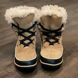 Sorel Women Boots Tivoli ll Premium Short Suede Leather Tan/Black Sz 7